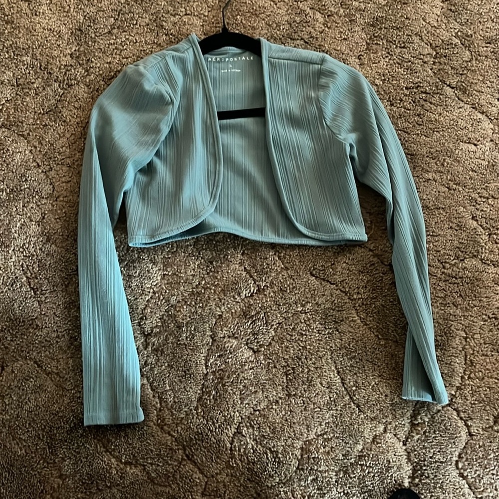Turquoise Aeropostale cropped sweater size L
